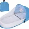 Augro Lit De Voyage, Lit Pliable Avec Moustiquaire, Coton Moustiquaire Respirant Mosquito Répulsif Portable, Bleu -Promos Poussettes Boutique 357391379 max