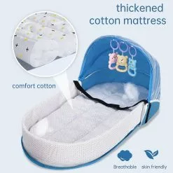 Augro Lit De Voyage, Lit Pliable Avec Moustiquaire, Coton Moustiquaire Respirant Mosquito Répulsif Portable, Bleu -Promos Poussettes Boutique 357391519 max