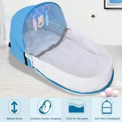 Augro Lit De Voyage, Lit Pliable Avec Moustiquaire, Coton Moustiquaire Respirant Mosquito Répulsif Portable, Bleu -Promos Poussettes Boutique 357391640 max