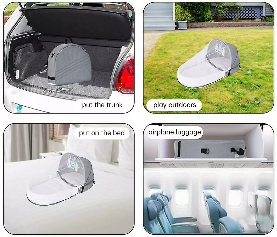 Augro Lit De Voyage Pour Bébé Avec Moustiquaire, Moustiquaire Pliable Coton Mignon Répulsif Contre Les Moustiques Lit Portable (gris) 5 Augro Lit De Voyage Pour Bébé Avec Moustiquaire, Moustiquaire Pliable Coton Mignon Répulsif Contre Les Moustiques Lit Portable (gris) – Image 3