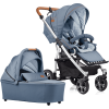 GESSLEIN Poussette Duo Combinée 2en1 F4 Air+, Bleu Moyen/palmier