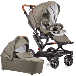 GESSLEIN Poussette Duo Combinée 2en1 F6 Air+, Kaki/fleurs