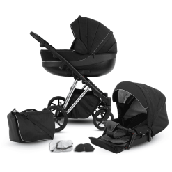 Knorr-baby Poussette Duo Combinée 2en1 YAP Deluxe Silver Noir 11 Pièces
